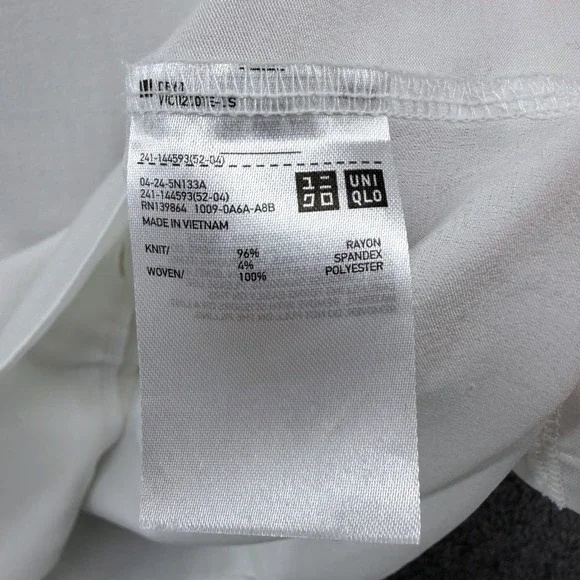 Uniqlo Womens XL White Jersey Satin Cap Sleeve Blouse White Casual Flowy - Picture 7 of 8